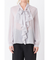 Endless Rose Tie Neck Clip Dot Chiffon Top In Silver