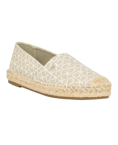 Calvin Klein Women's Popular Casual Espadrille Slip-on Flats In Taupe Logo - Textile