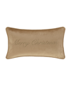 J Queen New York Merry Christmas Boudoir Decorative Pillow, 11" X 20" In Gold