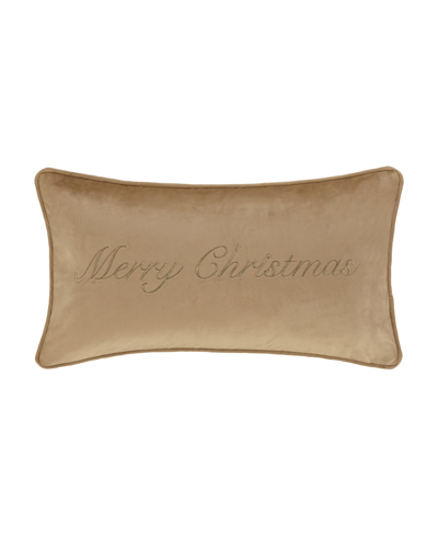 J Queen New York Merry Christmas Boudoir Decorative Pillow, 11" X 20" In Gold