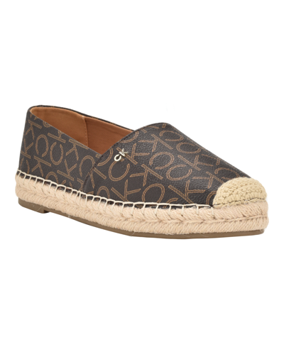 Calvin Klein Women's Popular Casual Espadrille Slip-on Flats In Dark Brown - Faux Leather Polyurethane