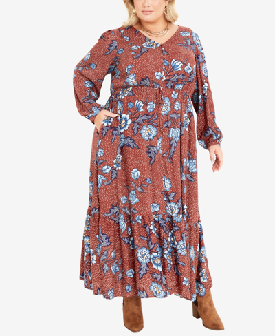 Avenue Plus Size Keira V-neck Maxi Dress In Always Floral