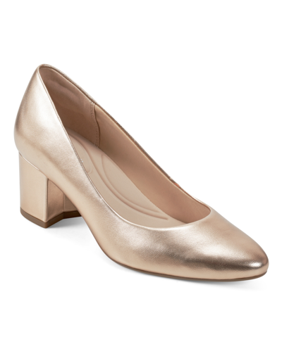 Easy Spirit Women's Eflex Cosma Slip-on Block Heel Dress Pumps In Bronze Leather