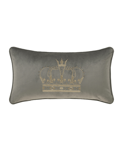 J Queen New York Townsend Crown Boudoir Decorative Pillow, 15" X 20" In Charcoal