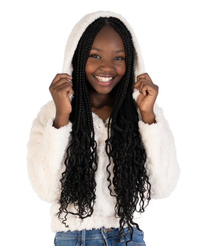 Speechless Kids' Big Girls Faux Fur Long Sleeve Sweater In Ivory