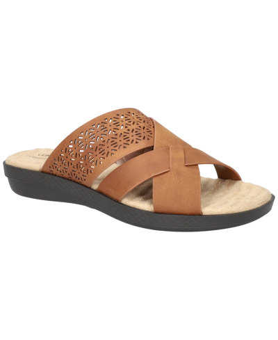 Easy Street Coho Lasercut Slide Sandal In Tan