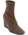 Dkny Cavale Womens Faux Suede Block Heel Ankle Boots In Mushroom