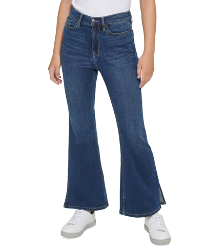 Calvin Klein Jeans Est.1978 Petite Super High-rise Flare-hem Jeans In Vero