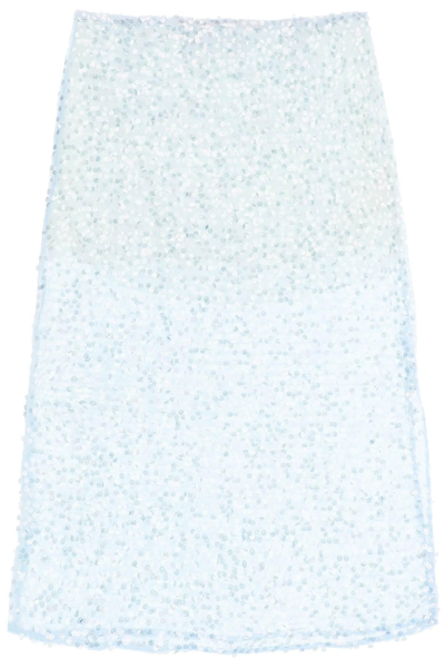 Siedres Helen Sequined Midi Skirt In Light Blue