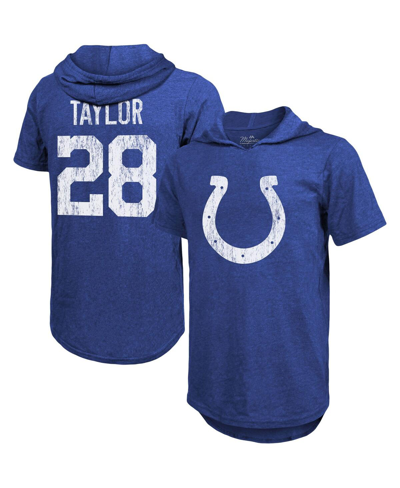 MAJESTIC MEN'S MAJESTIC THREADS JONATHAN TAYLOR ROYAL INDIANAPOLIS COLTS PLAYER NAME AND NUMBER TRI-BLEND HOO