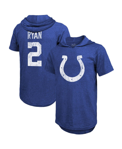 Majestic Men's  Threads Matt Ryan Royal Indianapolis Colts Player Name & Number Short Sleeve Hoodie T