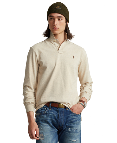 Polo Ralph Lauren Men's Classic Fit Long Sleeve Mesh Polo In Expedition Dune Heather