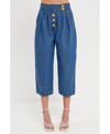 English Factory Premium Pleated Crop Wide Leg Denim Trousers In Dark Denim