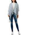 Marcus Adler Hooded Houndstooth Ruana Scarf In Blue