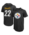Majestic Threads Najee Harris Black Pittsburgh Steelers Player Name & Number Tri-blend Hoodie T-shir In Black