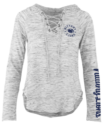 Pressbox Women's Penn State Nittany Lions Spacedye Lace Up Long Sleeve T-shirt In Gray,heather