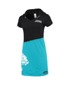 REFRIED APPAREL WOMEN'S REFRIED APPAREL BLACK, TEAL JACKSONVILLE JAGUARS HOODED MINI DRESS