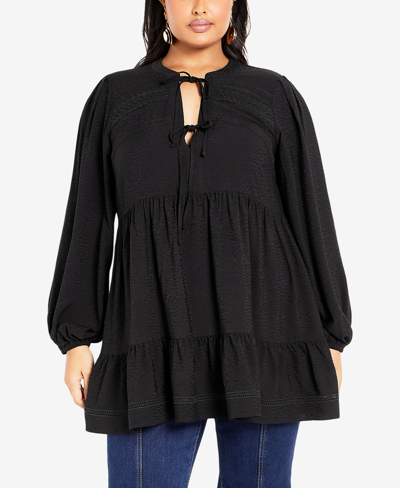 Avenue Plus Size Brielle Tunic Relaxed Fit Dress In Black