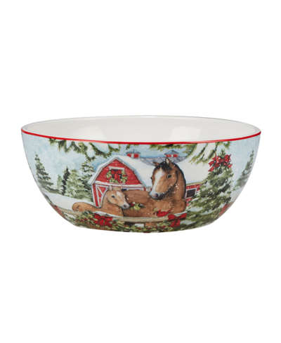 Certified International Homestead Christmas Deep Bowl, 10" X 4" In Red,white