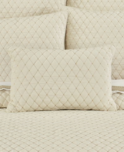 J Queen New York Grandeur Quilted Decorative Pillow, 14" X 21" In Winter White