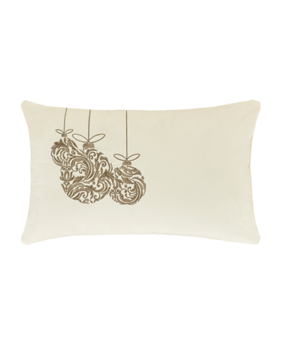 J Queen New York Ornament Boudoir Embellished Decorative Pillow, 15" X 22" In Winter White