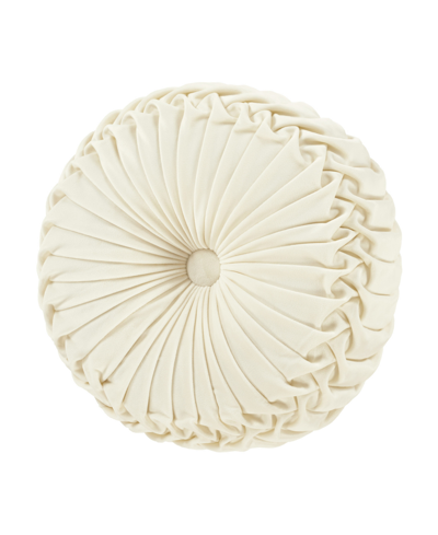 J Queen New York Noelle Tufted Decorative Pillow, 15" Round In Winter White
