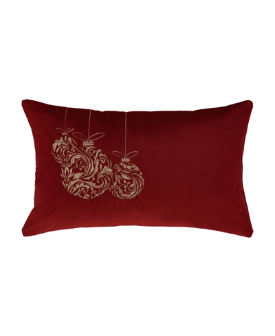 J Queen New York Ornament Boudoir Embellished Decorative Pillow, 15" X 22" In Crimson