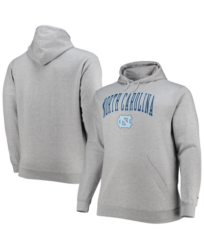 Champion Men's  Heather Gray North Carolina Tar Heels Big And Tall Arch Over Logo Powerblend Pullover