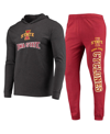 Concepts Sport Cardinal/heathered Charcoal Iowa State Cyclones Meter Long Sleeve T-shirt & Pants Sle In Cardinal,charcoal