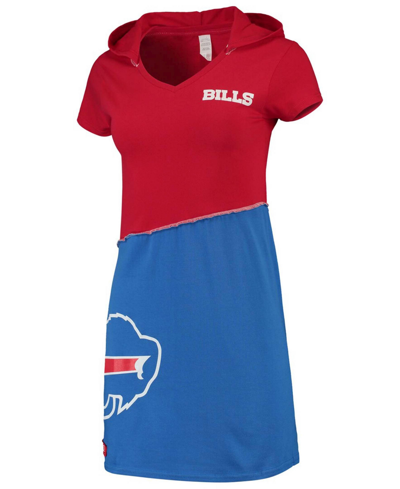 Refried Apparel Women's Red, Royal Buffalo Bills Hooded Mini Dress In Red,royal