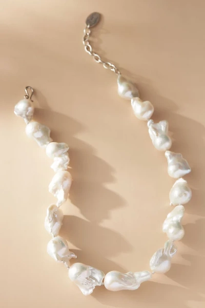 Chan Luu Baroque Pearl Collar Necklace In White