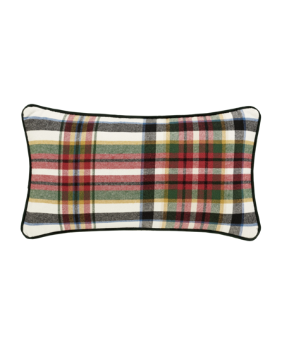 J Queen New York Christopher Plaid Boudoir Decorative Pillow, 15" X 22" In Red