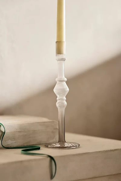 Terrain Tall Geo Taper Candle Holder In Grey