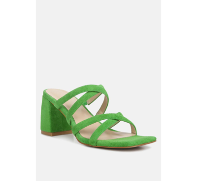 Rag & Co Valentina Strappy Casual Block Heel Sandals In Green