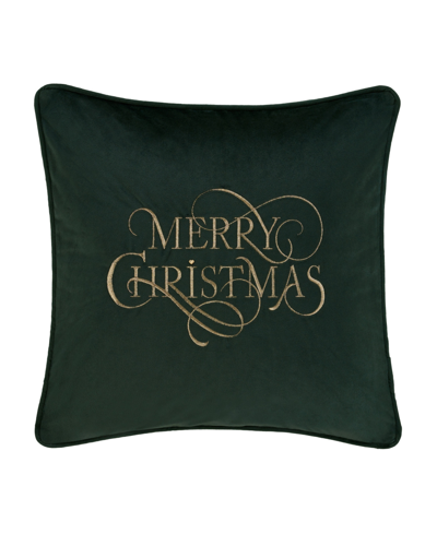 J Queen New York Merry Christmas Decorative Pillow, 18" X 18" In Evergreen