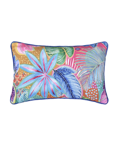 J By J Queen Hanalei Tropical Quilted Decorative Pillow, 12" X 20" In Turquoise