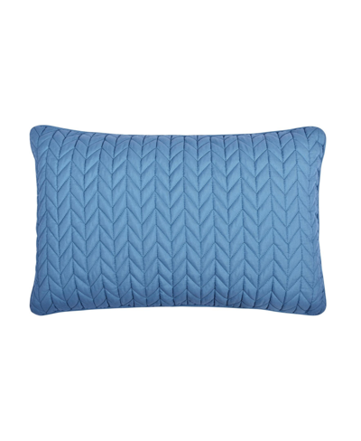 J By J Queen Cayman Quilted Decorative Pillow, 12" X 40" In Blue
