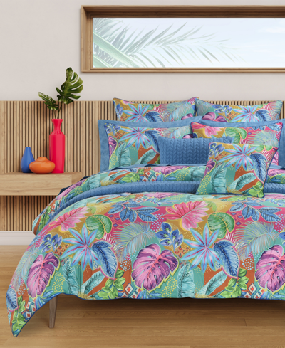 J By J Queen Hanalei Tropical 3-pc Comforter Set, Full/queen In Turquoise