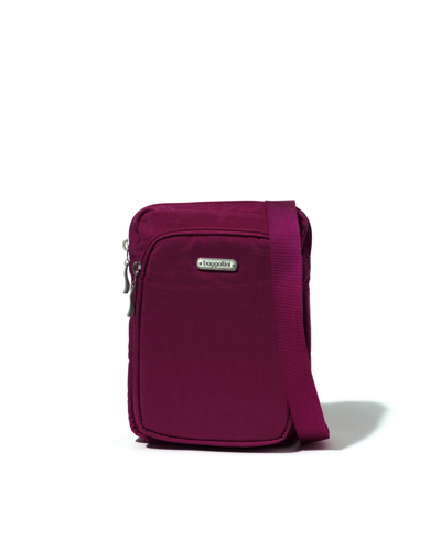 Baggallini Dual Zipper N/s Crossbody In Orchid