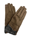 Marcus Adler Plaid Cuff Faux Suede Touchscreen Glove In Camel