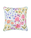 J By J Queen Jules Wildflower Quilted Decorative Pillow, 18" X 18" In Turquoise