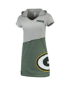 REFRIED APPAREL WOMEN'S REFRIED APPAREL GRAY AND GREEN GREEN BAY PACKERS HOODED MINI DRESS