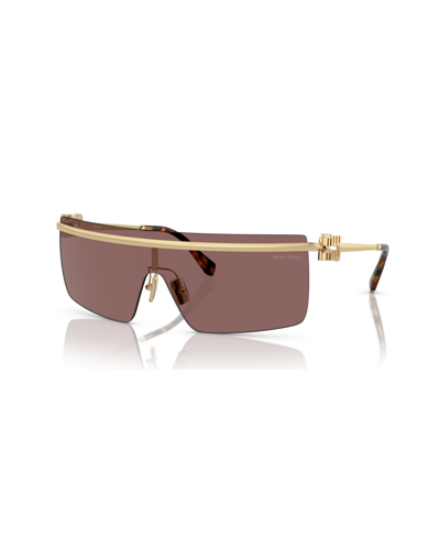 Miu Miu Womens Gold Mu 50zs Irregular-frame Metal Sunglasses In Brown