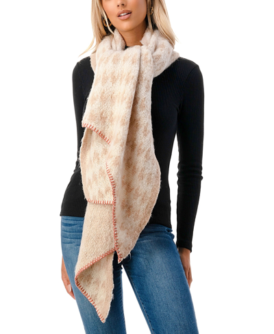 Marcus Adler Women's Plush Houndstooth Bias Cut Scarf In Camel