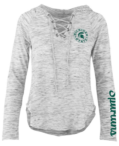 Pressbox Women's Michigan State Spartans Spacedye Lace Up Long Sleeve T-shirt In Gray,heather