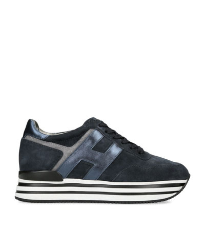 Hogan Leather Midi Platform Sneakers In Blue