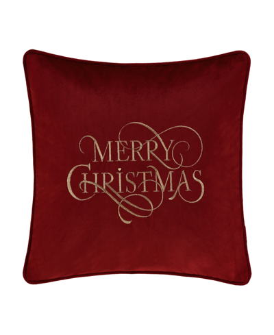 J Queen New York Merry Christmas Decorative Pillow, 18" X 18" In Crimson