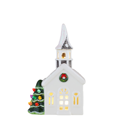 Mr. Christmas 8" Nostalgic Ceramic Village Church Holiday Decor In White