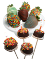 CHOCOLATE COVERED COMPANY CELEBRATION BELGIAN CHOCOLATE COVERED STRAWBERRIES AND BROWNIE POPS
