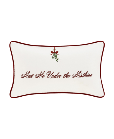 J Queen New York Mistletoe Boudoir Embellished Decorative Pillow, 18" X 18" In Winter White